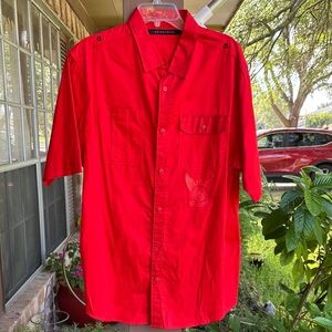 Sean John Bright Red Casual Button Down Shirt